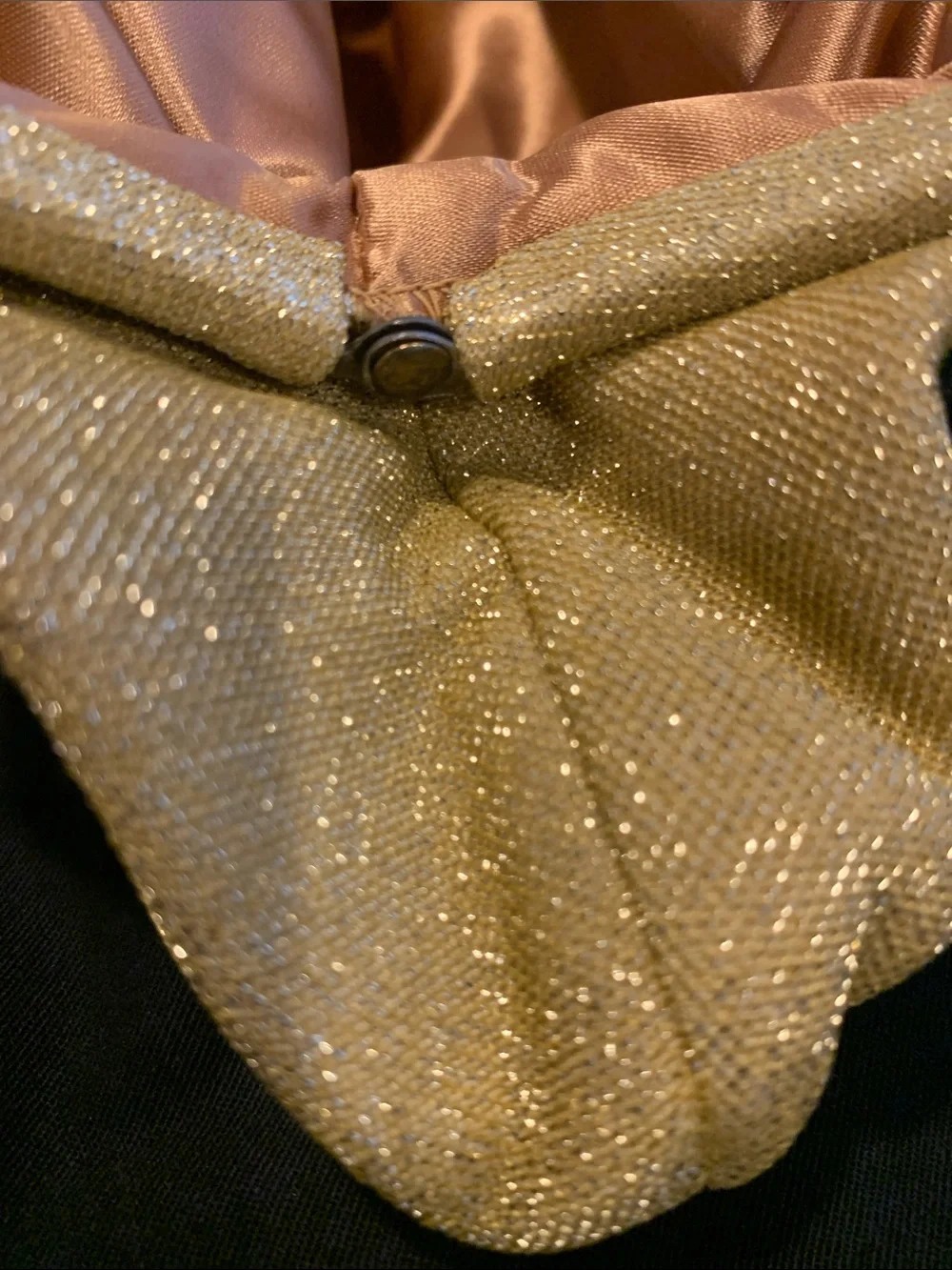 Vintage Gold Glitter Evening Gloves with Matching Clutch